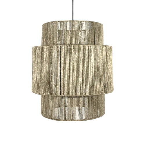 Colgante Cascada E27 35x45cm altura 50cm yute cable negro